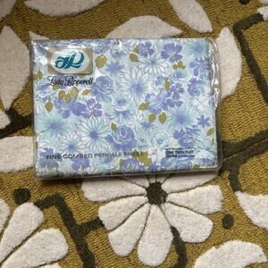 Lady Pepperell TWIN Flat SHEET for 39"x75" Blue Floral - NIP Vintage
